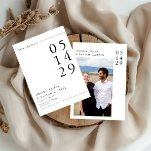 Reserve A Data Foto de Casamento Mínimo Moderno Preto e Branco