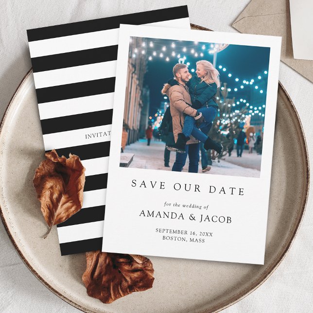 Reserve A Data Foto de Casamento Moderna (Modern Wedding Photo Save The Date)