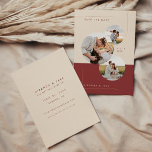 Reserve A Data Foto de casamento moderna bege e burgundy em linha
