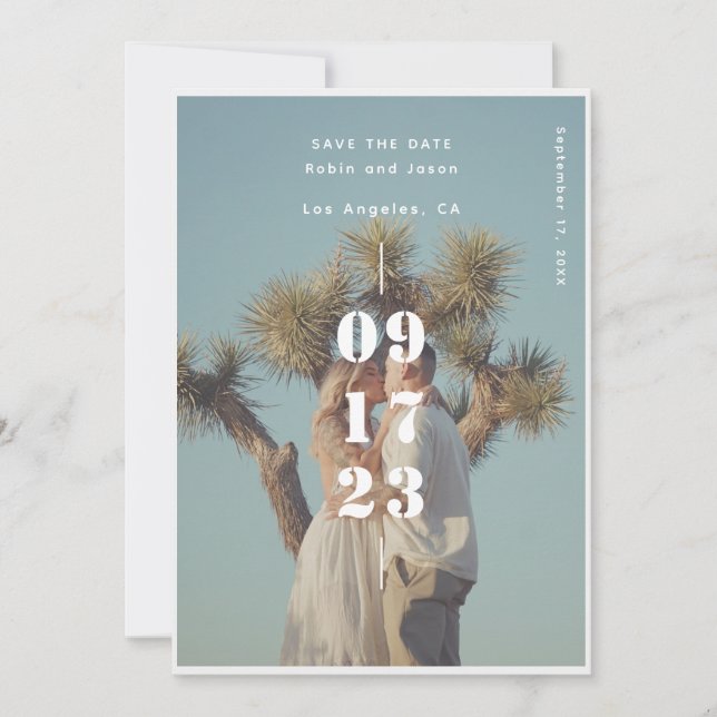 Reserve A Data Foto de casamento moderna de verão em linha (Frente)