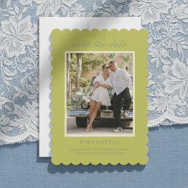 Reserve A Data Foto de casamento moderna em Script Chartreuse