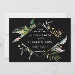 Reserve A Data Foto de Casamento Negro de Folhagem Tropical Selva