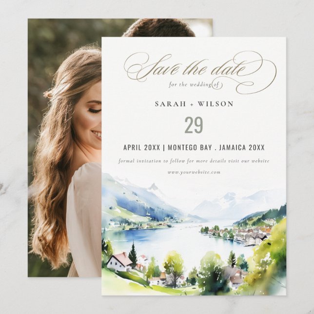 Reserve A Data Foto de casamento paisagem Lungern Suíça (Frente/Verso)