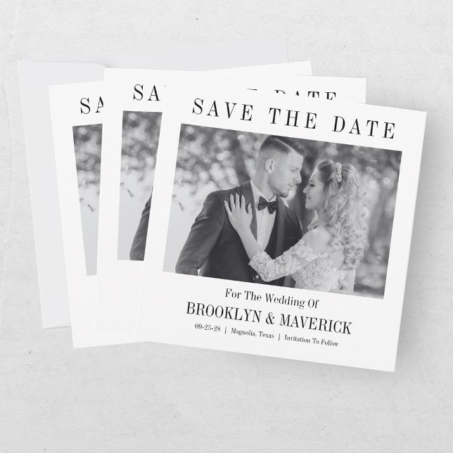 Reserve A Data Foto de casamento preto e branco com script modern (Criador carregado)