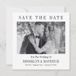 Reserve A Data Foto de casamento preto e branco com script modern