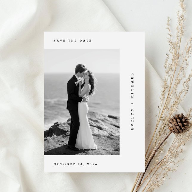 Reserve A Data Foto de casamento romântico preto e branco (Criador carregado)