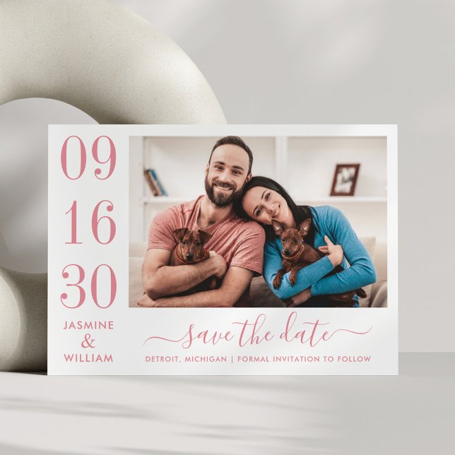 Reserve A Data Foto de Casamento Rosa Moderno Elegante (Criador carregado)