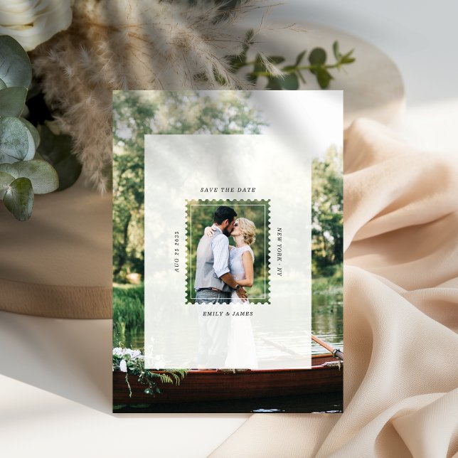 Reserve A Data Foto de casamento selo postal moderno (Criador carregado)