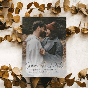 Reserve A Data Foto de casamento simples e moderna para save the