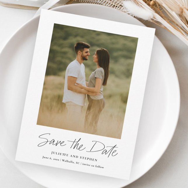Reserve A Data Foto de casamento simples e moderna para save the  (Criador carregado)