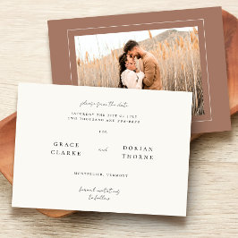 Reserve A Data Foto de Casamento Simples Neutral Mcha Mousse Eleg