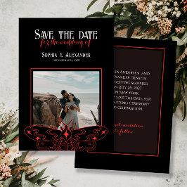 Reserve A Data Foto de Casamento Vermelho e Preto Moody Gothic
