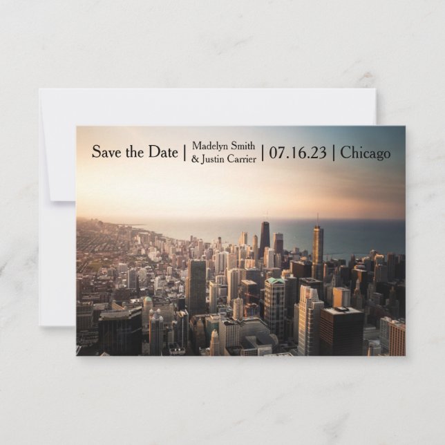 Reserve A Data Foto de Chicago - 3x5 Salve a Data (Frente)