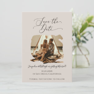 Reserve A Data Foto de Cinza de Traço de Pincel Minimalista