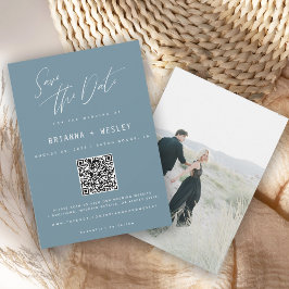 Reserve A Data Foto de Código QR Azul Periwinkle Moderno 