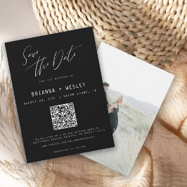 Reserve A Data Foto de Código QR Preto e Branco Minimalista Moder