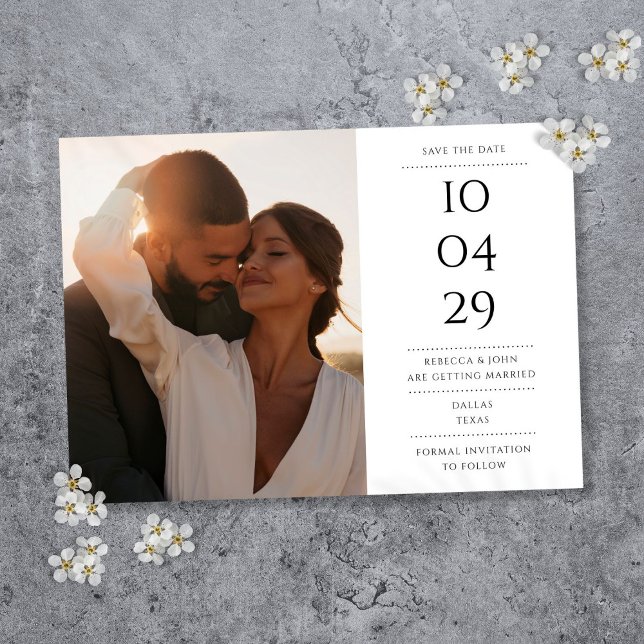 Reserve A Data Foto de Data Especial Preto e Branco Simples (Special Date Photo Black And White Simple Save The Date)