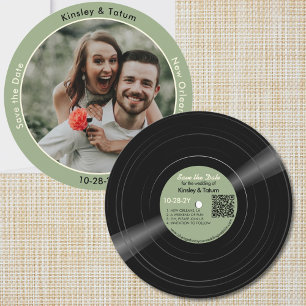 Reserve A Data Foto de Disco de Vinil Verde Casamento Save the Da