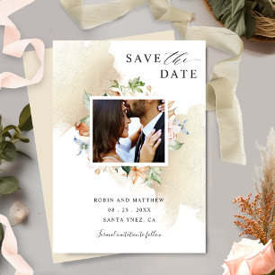 Reserve A Data Foto de Earthy Blooms e Beige Floral Wedding