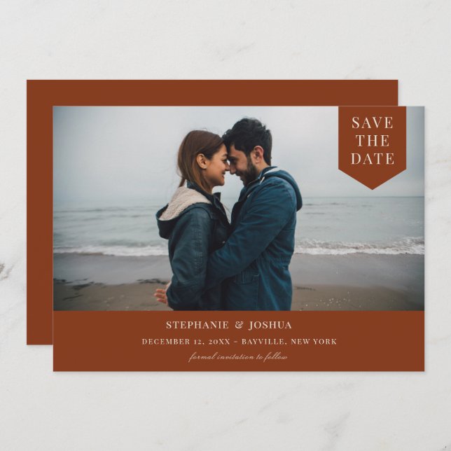 Reserve A Data Foto de etiqueta simples (Frente/Verso)