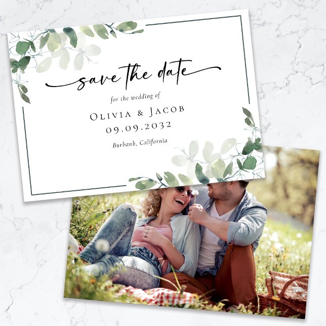 Reserve A Data Foto de Eucalipto Casamento Save The Date (Criador carregado)