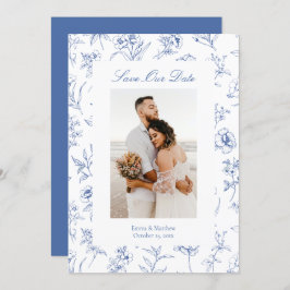 Reserve A Data Foto de Flores de Toile Blue Chinoiserie