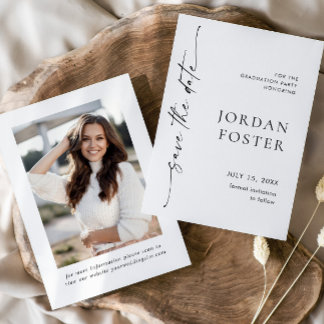 Reserve A Data Foto de Graduação Minimalista Elegante