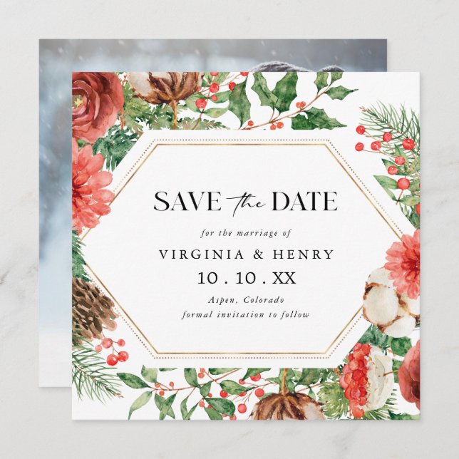 Reserve A Data Foto de inverno (Frente/Verso)