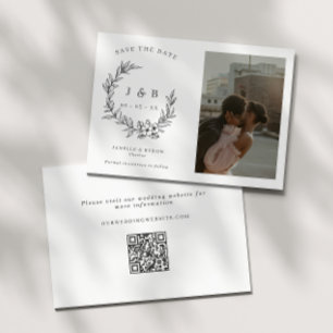 Reserve A Data Foto de Monograma de Terra Floral Elegante