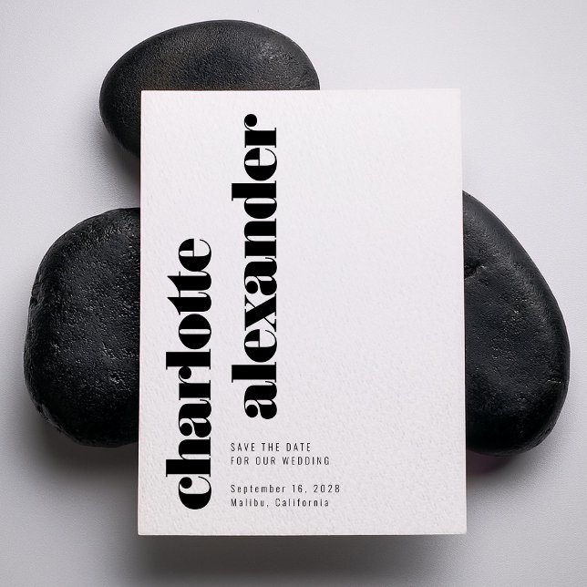 Reserve A Data Foto de Nomes Verticais Pretos e Negros Mínimos (Criador carregado)