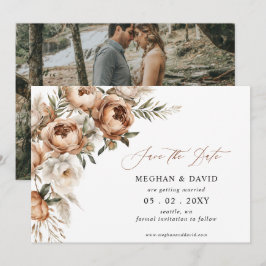 Reserve A Data Foto de Outono Floral Boho Pampas Terracota Rústic