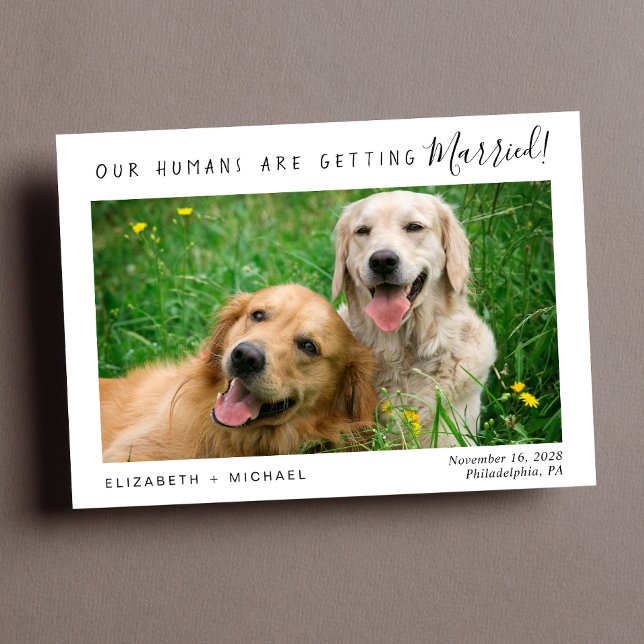 Reserve A Data Foto de Pet Moderno Salva a Data (Personalize with your pets' photo, your names and wedding date)