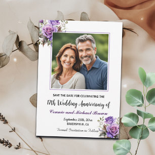 Reserve A Data Foto de Rosas Roxo do Aniversário de Casamento qua