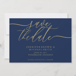 Reserve A Data Foto de Salvar Data de Casamento Navy Dourado