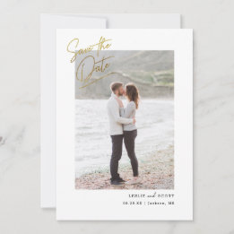 Reserve A Data Foto de Script Casual Salva a Data Faux Gold Foil