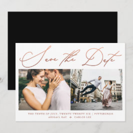 Reserve A Data Foto de Script Dourado Simples do Rosa Moderno