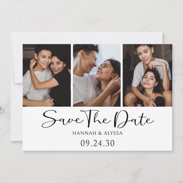 Reserve A Data Foto de Script Elegante Simples LGBTQ (Frente)