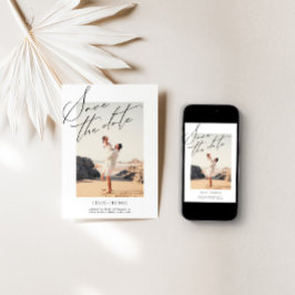 Reserve A Data Foto de Script Minimalista Branco Elegante