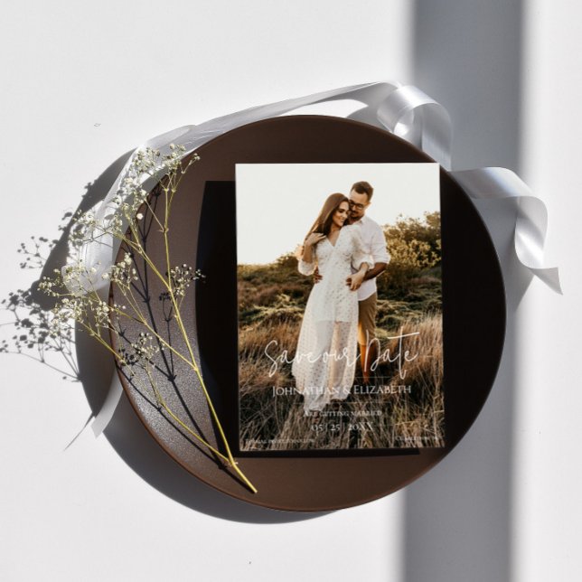 Reserve A Data Foto de Script Moderno (Modern Photo and Overlay Save the Date)