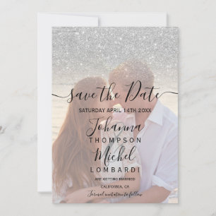 Reserve A Data Foto de script ombre do Silver Glitter para salvar