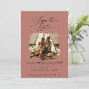 Reserve A Data Foto de Terracotta com Traço Minimalista