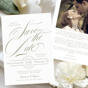 Reserve A Data Foto de Tie Preta para Caligrafia Verde de Sage Fo