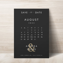 Reserve A Data FOTO DESBOTADA ESCURA Ampersand Dourado & Calendár