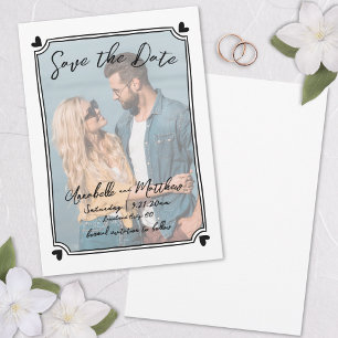 Reserve A Data Foto Desenhada à Mão Casamento Único e Caprichoso