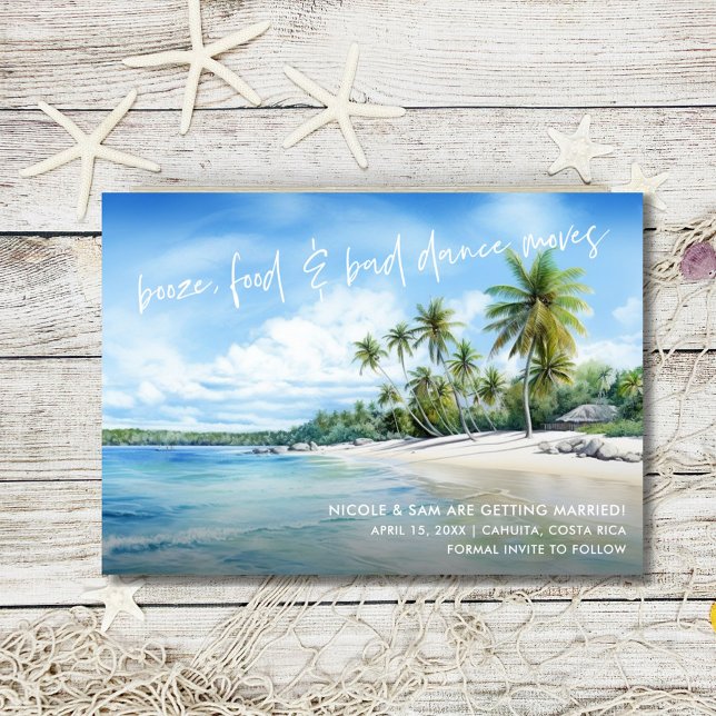 Reserve A Data Foto Divertida de Casamento na Praia - Salve a Dat (Funny Beach Wedding Photo Save the Date)