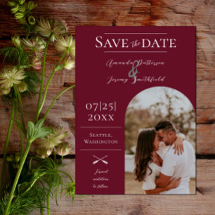 Reserve A Data Foto do Arch Modern Boho Red Save the Date