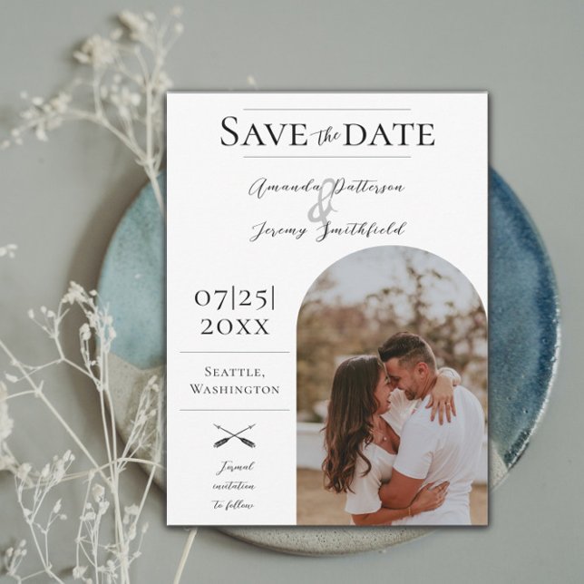 Reserve A Data Foto do Arch Modern Boho | White Save the Date (Sa (Criador carregado)