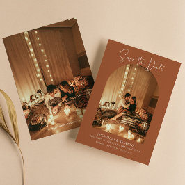 Reserve A Data Foto do Arco Moderno Terracotta Casamento Simples