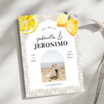 Reserve A Data Foto do Azulejo italiano mediterrânico e Casamento<br><div class="desc">Surpreenda seus amigos e família com esses elegantes convites para salvar a data,  com azulejo mediterrânico,  limões de aquarela e fotos personalizadas e texto de sua escolha. Adicione facilmente seus detalhes clicando na opção "personalizar".</div>