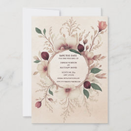 Reserve A Data Foto do Borgonha e Cream Floral